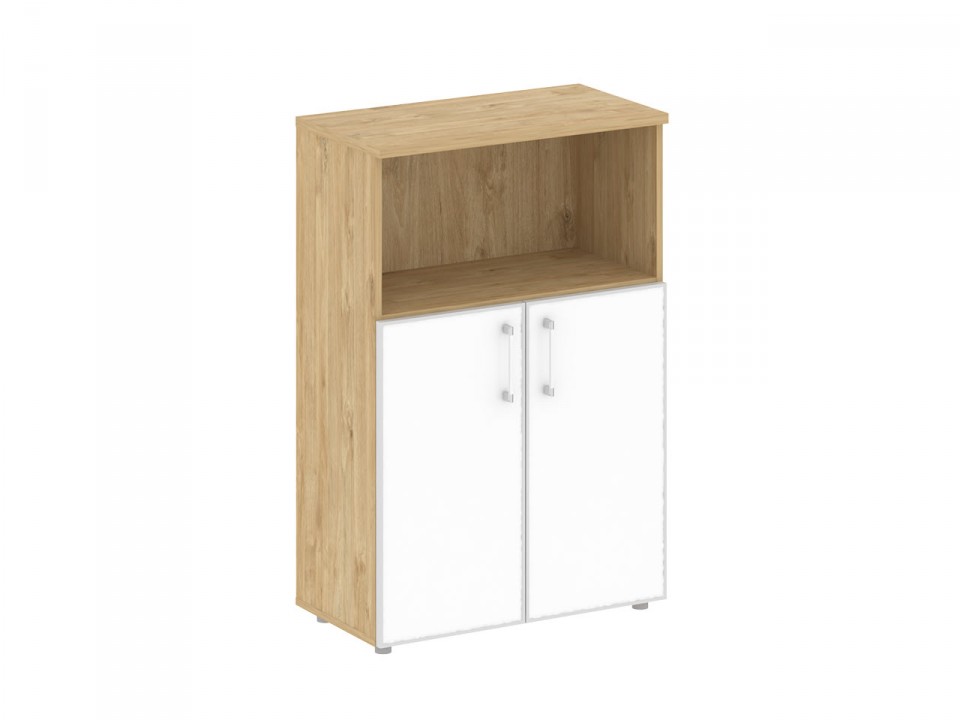 Кабинет руководителя SHIFT SK.ST-2.2R white Шкаф средний с нишей стекло белое